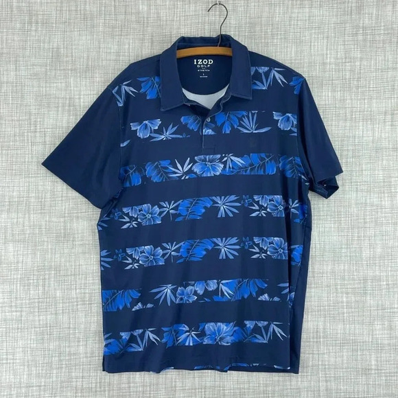 Izod Golf Polo Shirt Mens L blue 2716 - Picture 1 of 7